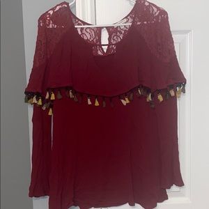 Blouse with tassels